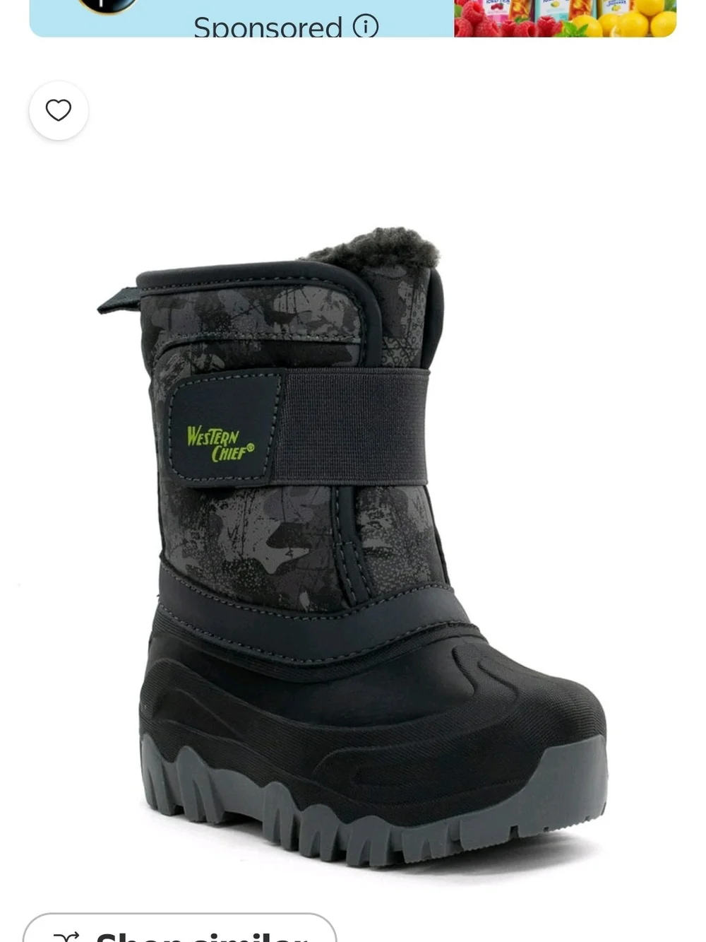 Western Chief Kids Blizzard Winter Snow Camo Boots Size US 5/6 Youth Brand New